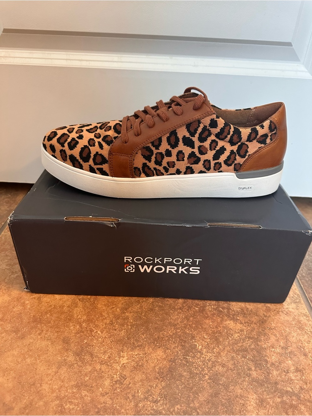 Rockport Leopard-Print Brown and Black Low-Top Sneakers